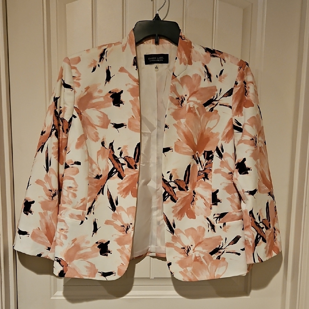 Evan Picone Floral Blazer - Cream and Pink